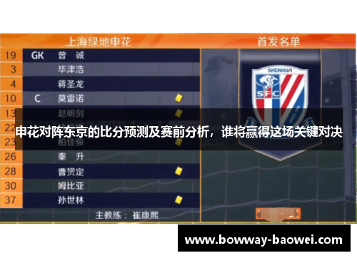 申花对阵东京的比分预测及赛前分析，谁将赢得这场关键对决